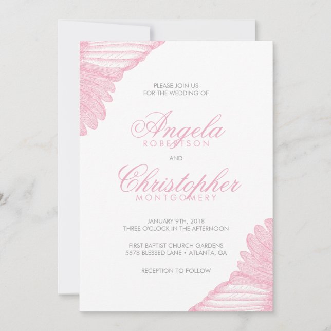 Invitation L'aile angélique fait varier le pas du rose et du (Devant)