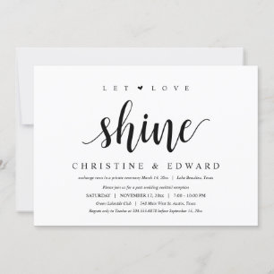 Invitation Laisser l'amour briller, Elopement Mariage Post mo