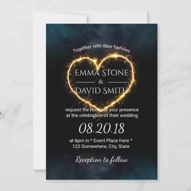 Invitation Laisser l'amour étinceler coeur étincelant Mariage (Devant)