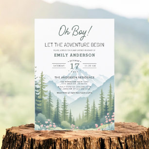 Invitation Laisser l'aventure commencer Baby shower forestier