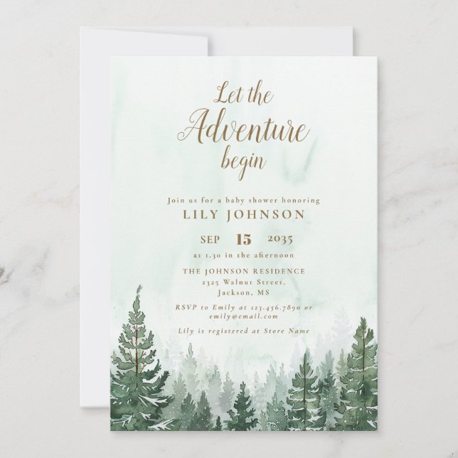 Invitation Laisser l'aventure commencer Baby shower Photo QR  (Devant)