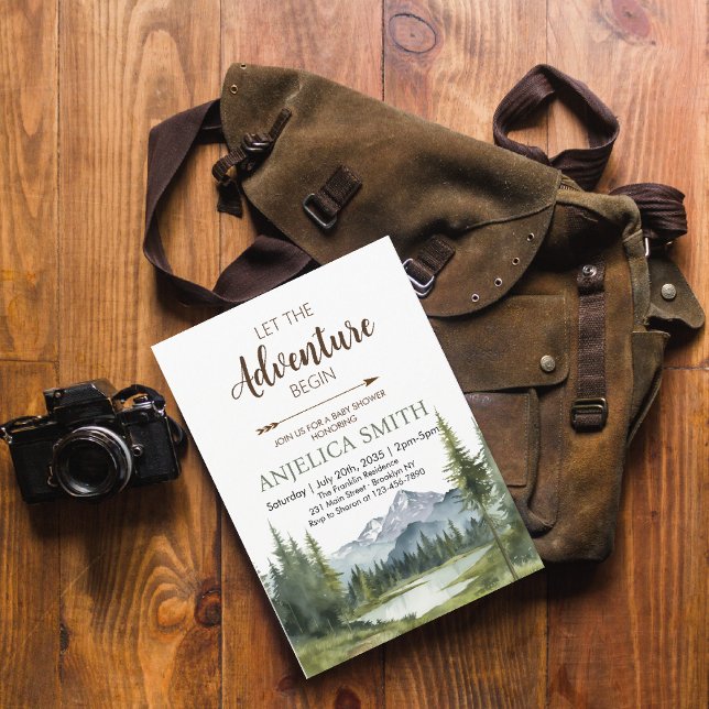 Invitation Laisser l'aventure commencer Forêt Baby shower rus (Créateur téléchargé)
