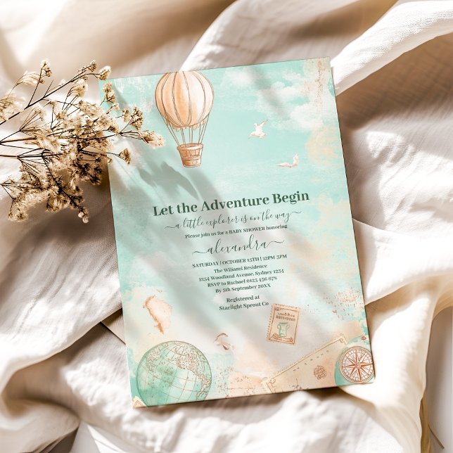 Invitation Laisser l'aventure commencer le Baby shower (Créateur téléchargé)