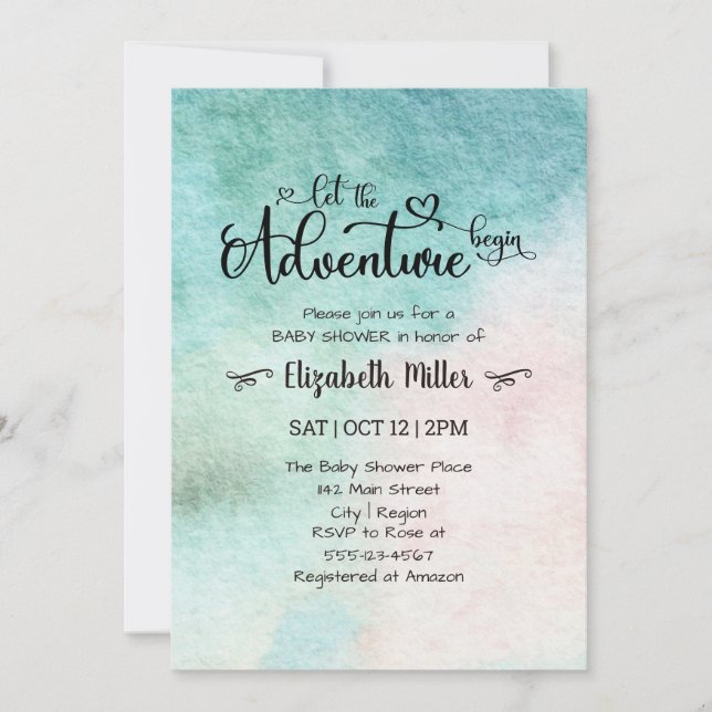 Invitation Laisser L'Aventure Commencer Le Baby shower Aquare (Devant)