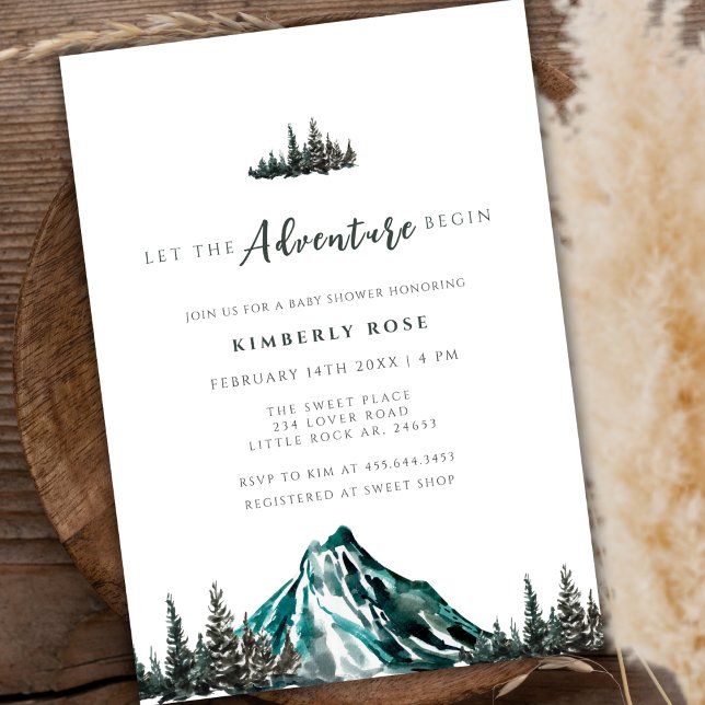 Invitation Laisser L'Aventure Commencer Le Baby shower Des Pi (Let The Adventure Begin Mountain Pine Baby Shower Invitation)