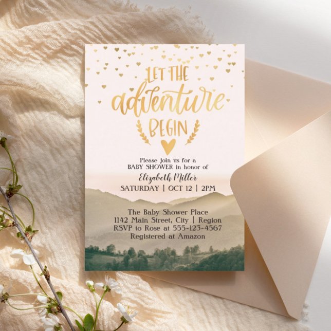 Invitation Laisser L'Aventure Commencer Le Baby shower Neutre (Créateur téléchargé)