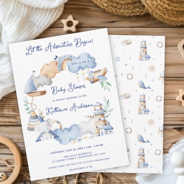 Invitation Laisser l'aventure commencer petit bébé Baby showe (Créateur téléchargé)