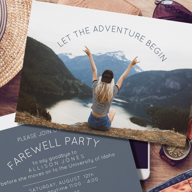 Invitation Laisser l'aventure commencer Photo Farewell Party (Créateur téléchargé)