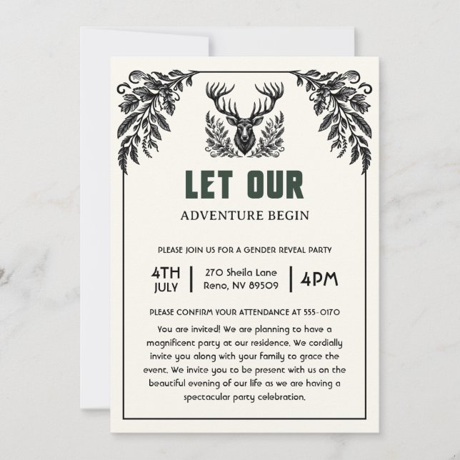 Invitation Laisser Notre Aventure Commencer Baby shower (Devant)