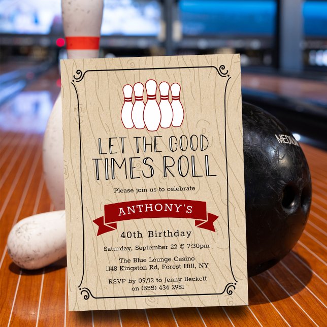 Invitation Laisser rouler les bons moments | Bowling Annivers (Créateur téléchargé)