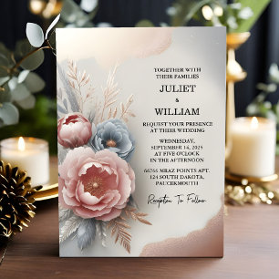 Invitation Laisser soie rose Boho Peony Garden Dusty Rose Mar