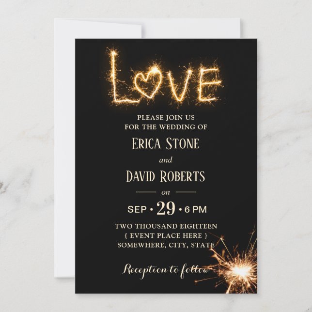 Invitation Laissez l'amour étinceler Mariage moderne (Devant)
