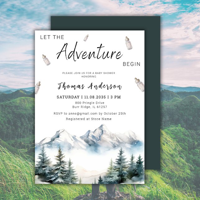 Invitation Laissez L'Aventure Commencer Le Baby shower De Mon (Créateur téléchargé)