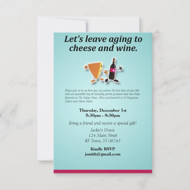 Invitation Laissez le vieillissement au fromage et au vin (Devant)