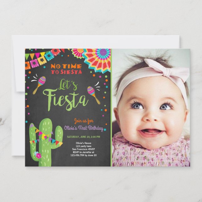 Invitation Laissez-nous cactus mexicain d'anniversaire (Devant)