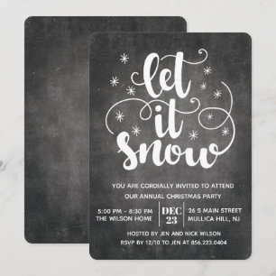 Invitation Laissez tomber la neige Typographie moderne Invita