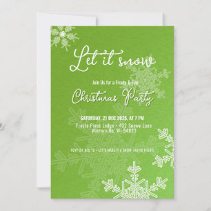 Invitation Laissez tomber les flocons de neige vert fête de N
