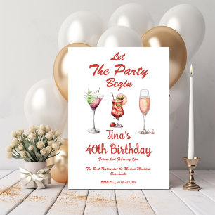 Invitation Laissons la fête commencer Adulte 40e Anniversaire