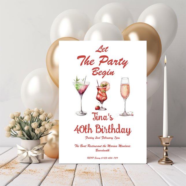 Invitation Laissons la fête commencer Adulte 40e Anniversaire (Créateur téléchargé)