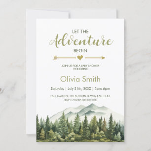 Invitation Laissons l'aventure commencer le Baby shower fores