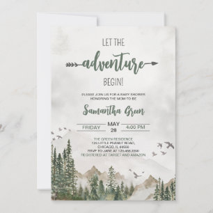 Invitation Laissons l'aventure commencer un Baby shower neutr