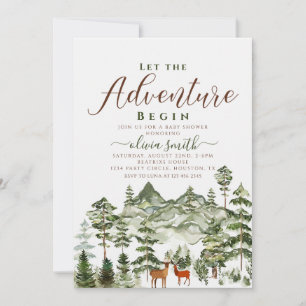 Invitation Laissons l'aventure commencer un Baby shower neutr