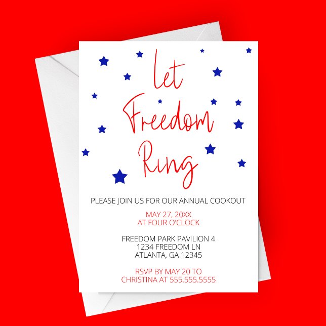Invitation Laissons le parti mendiant Freedom Ring (Let Freedom Ring | 4th of July Party Invitation | Minimalist 4th of July Party Invitation)