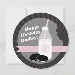 Invitation Lait et biscuits Anniversaire Chocolat Round Rose