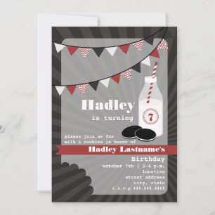 Invitation Lait et biscuits Anniversaire - Cookies au chocola