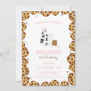 Invitation Lait et biscuits crumb rose fête d'anniversaire