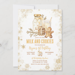 Invitation Lait et biscuits Gold Snowflake Premier anniversai