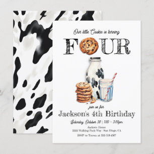 Invitation Lait et biscuits Quatre ans de fête d'anniversaire