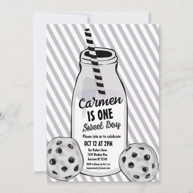 Invitation Lait et biscuits Sweet Boy Premier anniversaire (Devant)