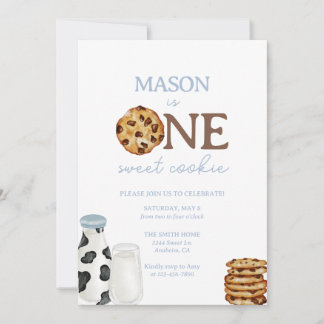 Invitation Lait et cookies Première fête d'anniversaire Invit
