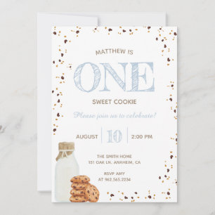 Invitation Lait et cookies Première fête d'anniversaire Invit