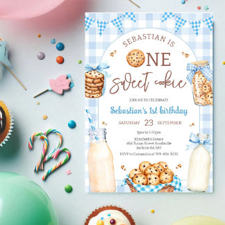 Invitation Lait et Cookies Un Gâteau Sucré 1er Anniversaire
