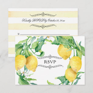 Invitation Lait florale de citron à rayures horizontales RSVP