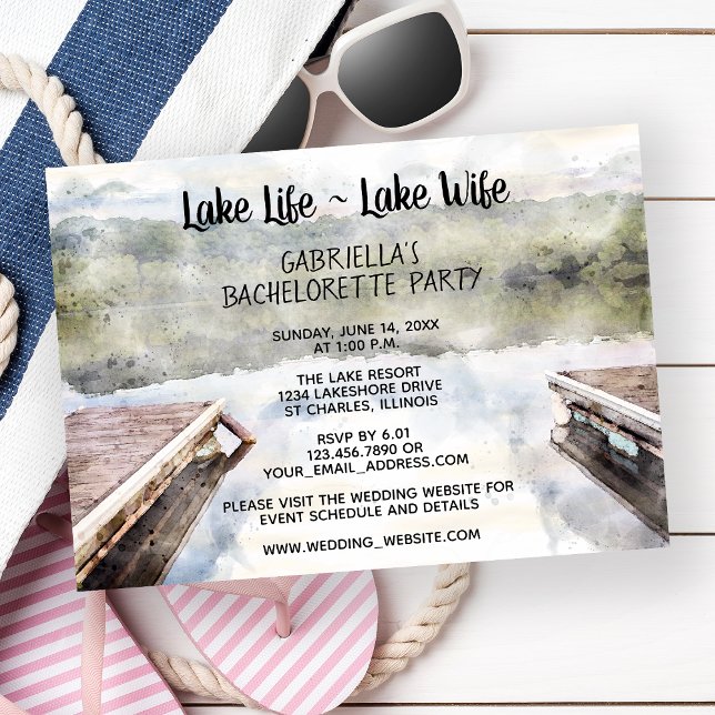 Invitation Lake Life - Lake Wife Bateau Dock Bachelorette Par (Créateur téléchargé)