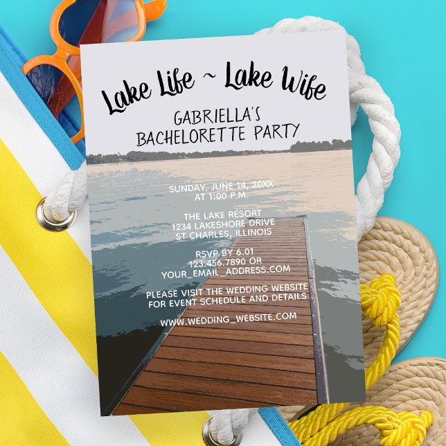 Invitation Lake Life - Lake Wife Bateau Dock Bachelorette Par (Créateur téléchargé)