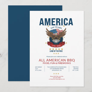 Invitation L'Amérique patriotique 250e BBQ américain entièrem