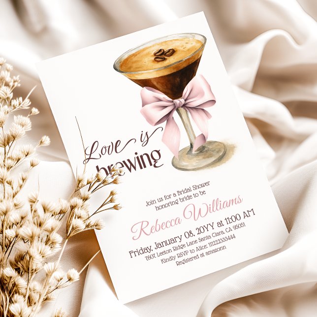 Invitation L'amour brasse Bow Espresso Fête des mariées de ca (Créateur téléchargé)