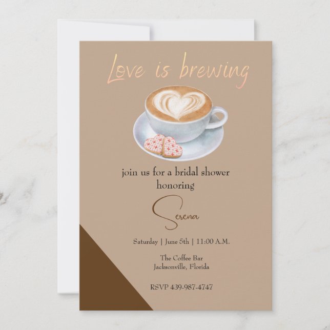 Invitation L'amour brasse, café douche nuptiale (Devant)