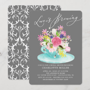 Invitation L'amour brasse Colorful Floral Bridal Tea Douche