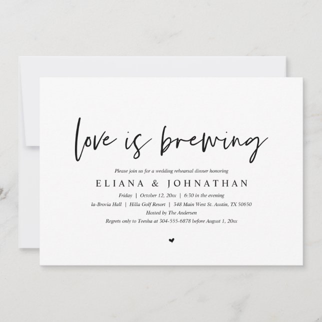 Invitation L'amour brasse, Dîner de répétition Mariage (Devant)