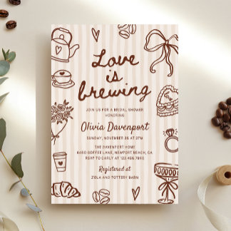 Invitation L'amour brasse du café Fête des mariées tirée à la