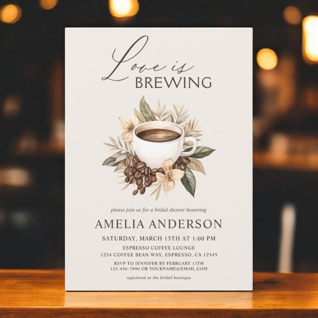 Invitation L'amour brasse du café Latte Boho Fête des mariées (Créateur téléchargé)