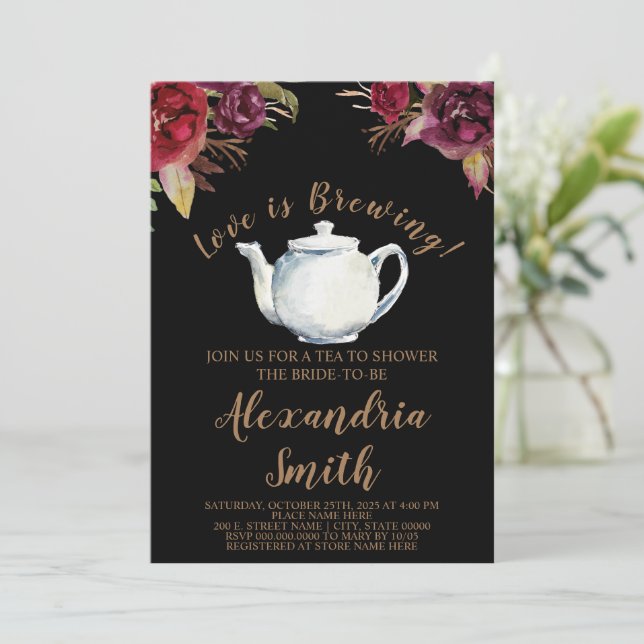 Invitation L'amour brasse | Fête des mariées Bourgogne de thé (Debout devant)