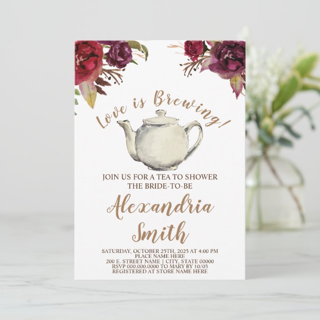 Invitation L'amour brasse | Fête des mariées Bourgogne de thé (Debout devant)