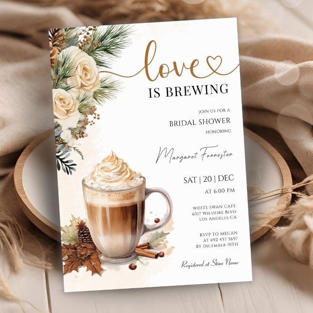 Invitation L'amour brasse ! Fête des mariées café moderne (Créateur téléchargé)