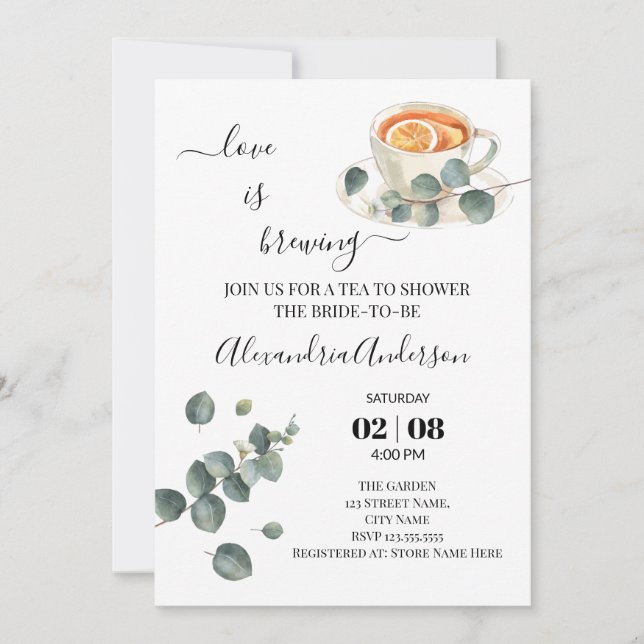 Invitation L'amour brasse Fête des mariées La verdure Eucalyp (Devant)